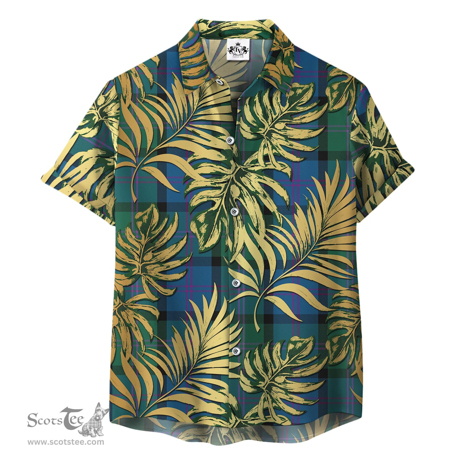 ScotsTee Shop Scottish MacThomas Clan Tartan Vintage Leaves Hawaiian Shirt