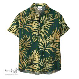 ScotsTee Shop Scottish Montgomery Clan Tartan Vintage Leaves Hawaiian Shirt
