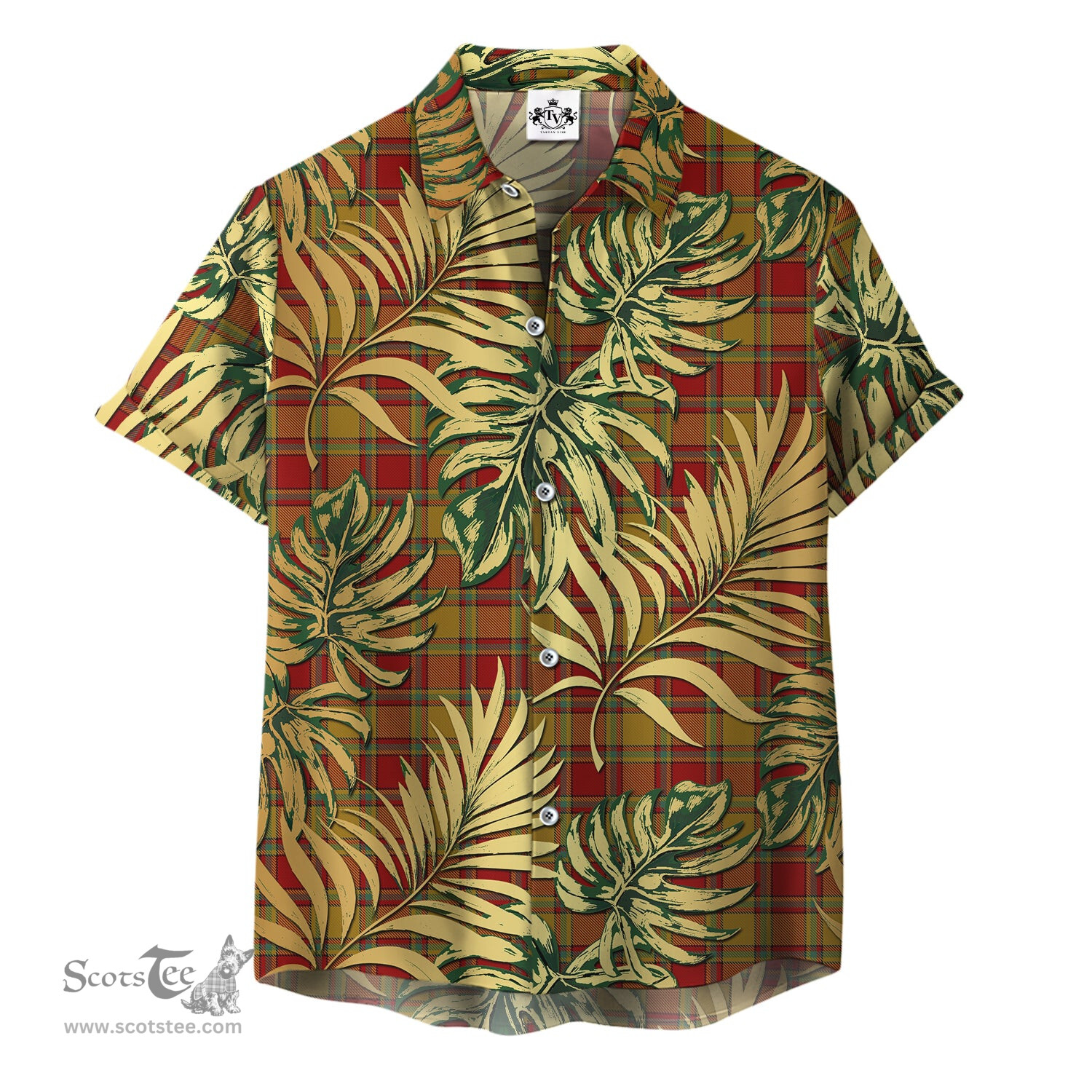 ScotsTee Shop Scottish Scrymgeour Clan Tartan Vintage Leaves Hawaiian Shirt