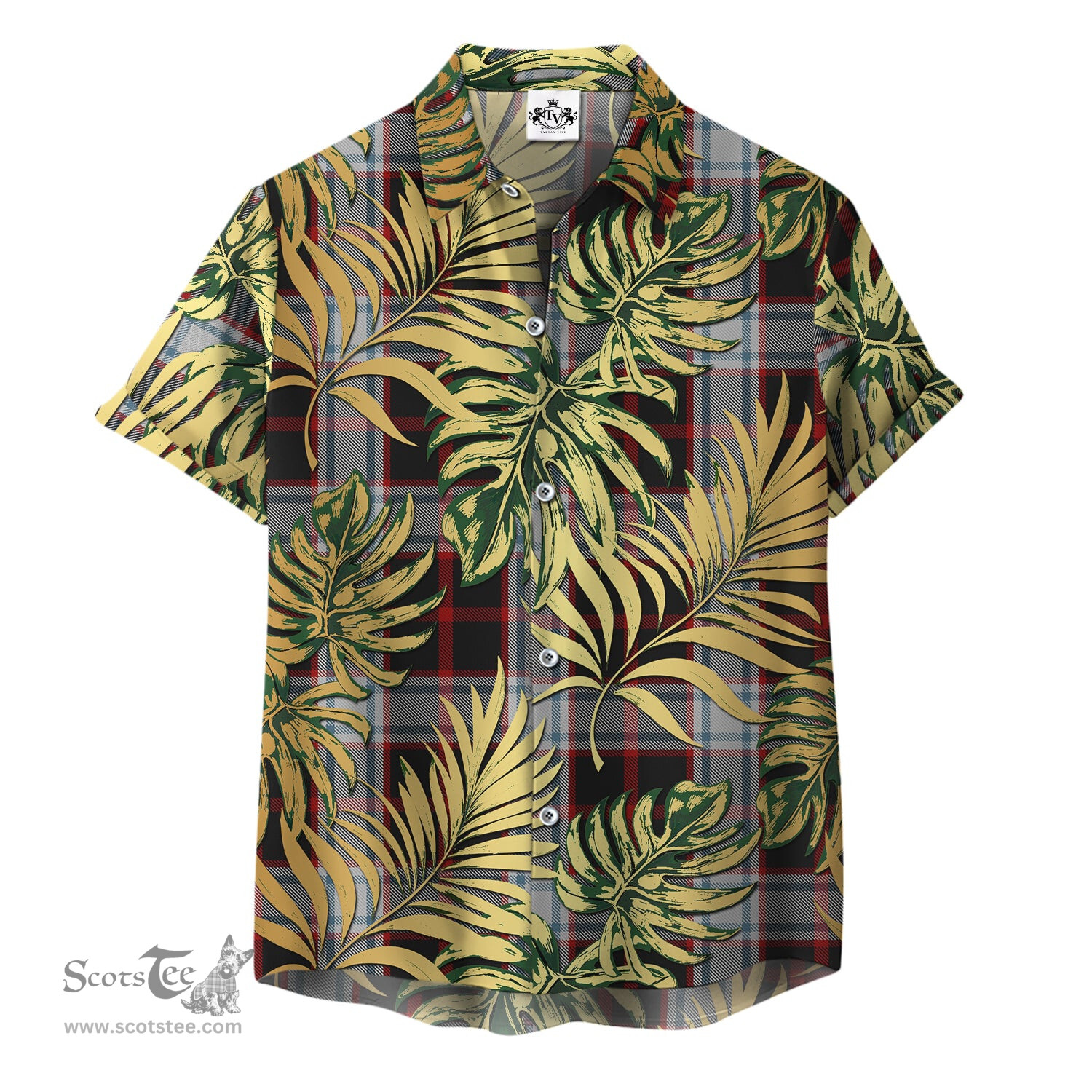 ScotsTee Shop Scottish Merrilees Clan Tartan Vintage Leaves Hawaiian Shirt