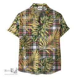 ScotsTee Shop Scottish Stewart Dress Modern Clan Tartan Vintage Leaves Hawaiian Shirt