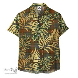 ScotsTee Shop Scottish Teallach Clan Tartan Vintage Leaves Hawaiian Shirt