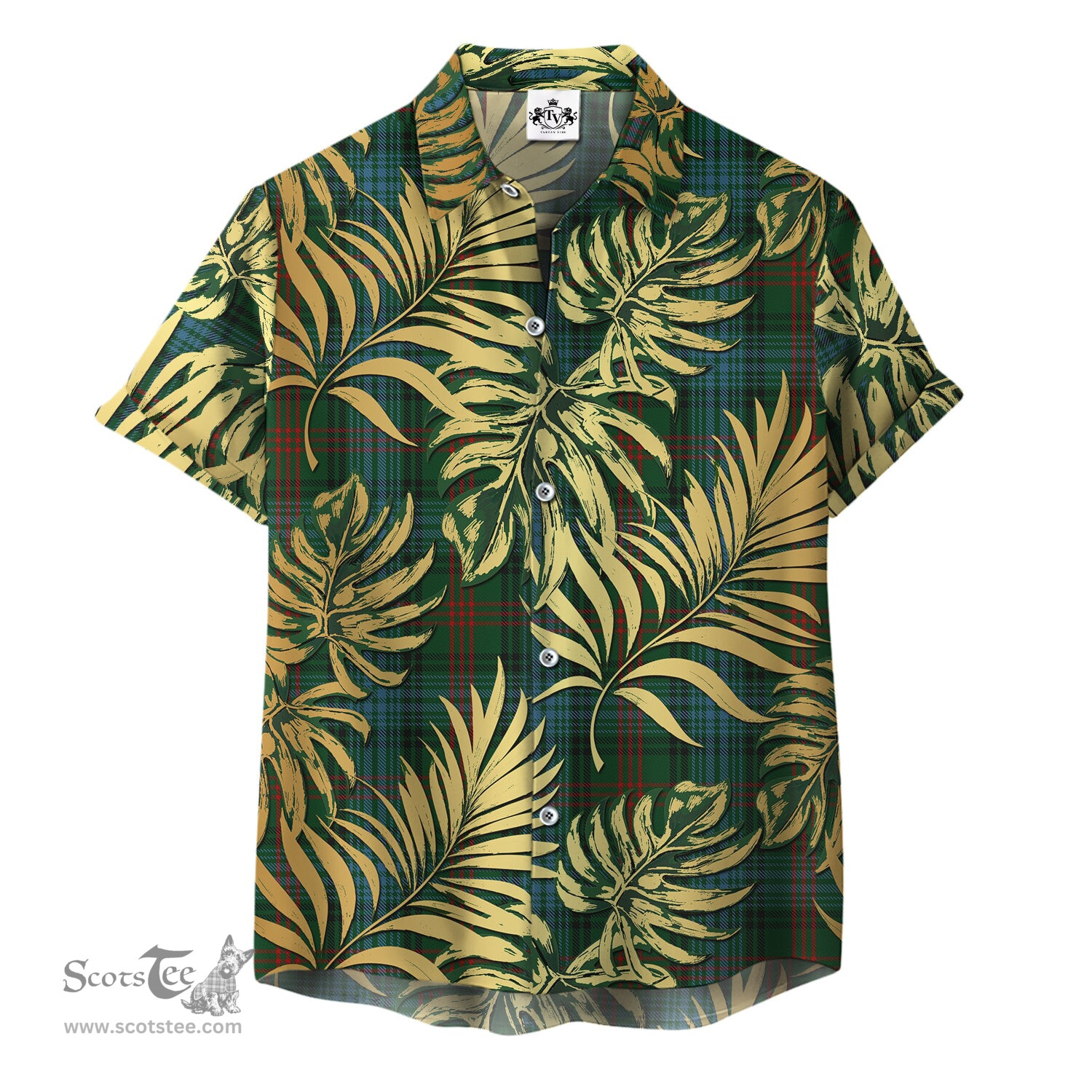 ScotsTee Shop Scottish Ross Hunting 01 Clan Tartan Vintage Leaves Hawaiian Shirt