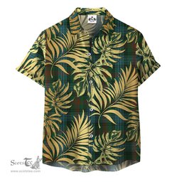 ScotsTee Shop Scottish Ross Hunting 01 Clan Tartan Vintage Leaves Hawaiian Shirt