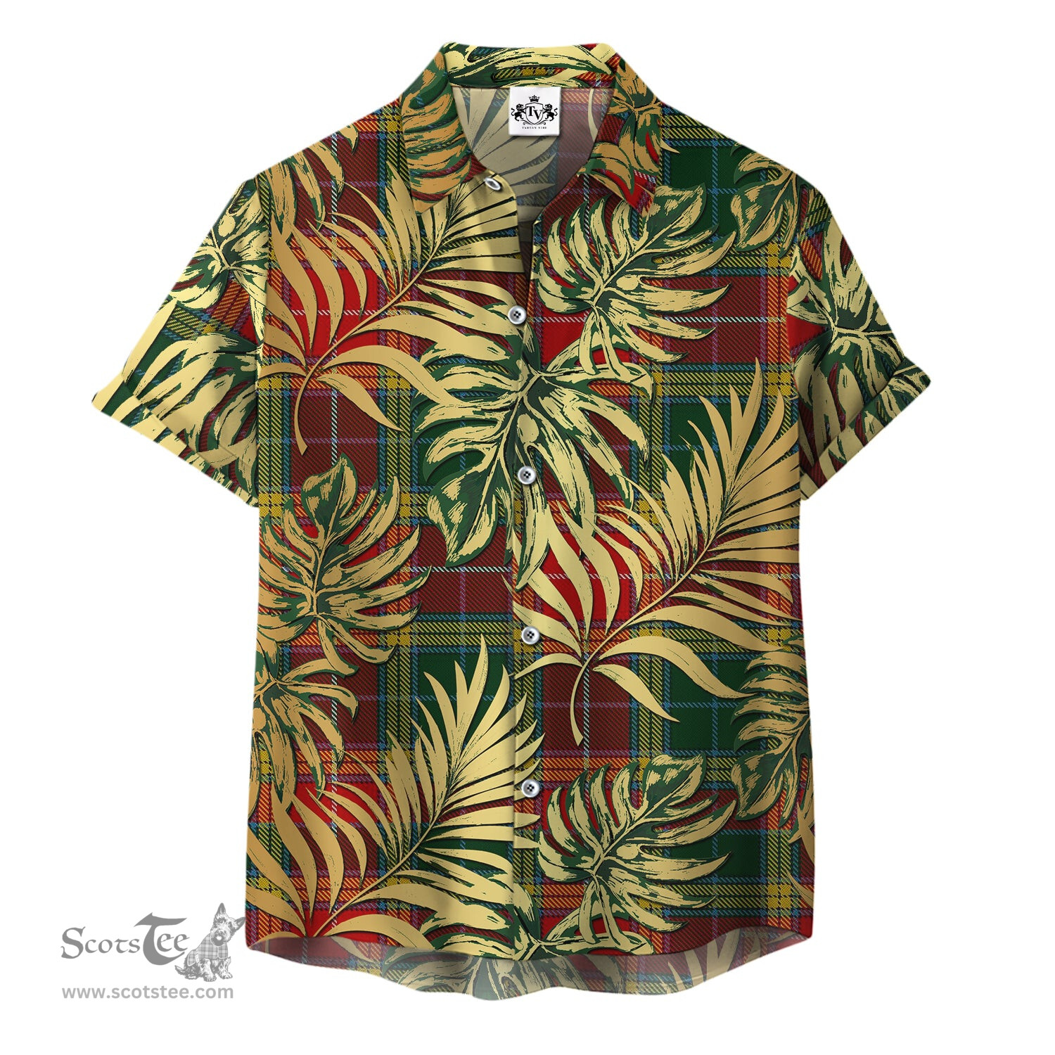 ScotsTee Shop Scottish Mcdonnell Clan Tartan Vintage Leaves Hawaiian Shirt