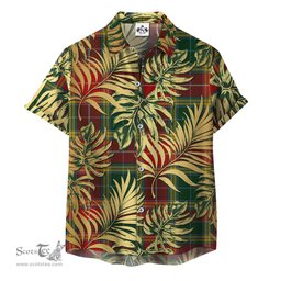 ScotsTee Shop Scottish Mcdonnell Clan Tartan Vintage Leaves Hawaiian Shirt