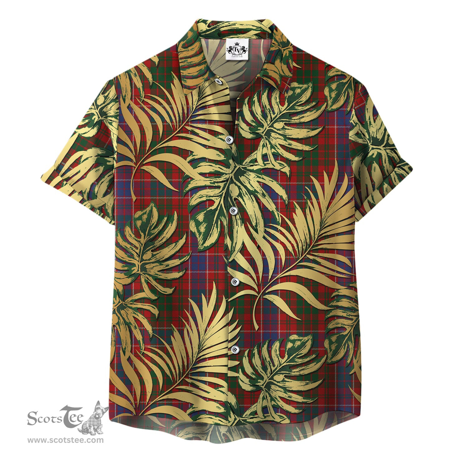 ScotsTee Shop Scottish MacRae Sample Clan Tartan Vintage Leaves Hawaiian Shirt