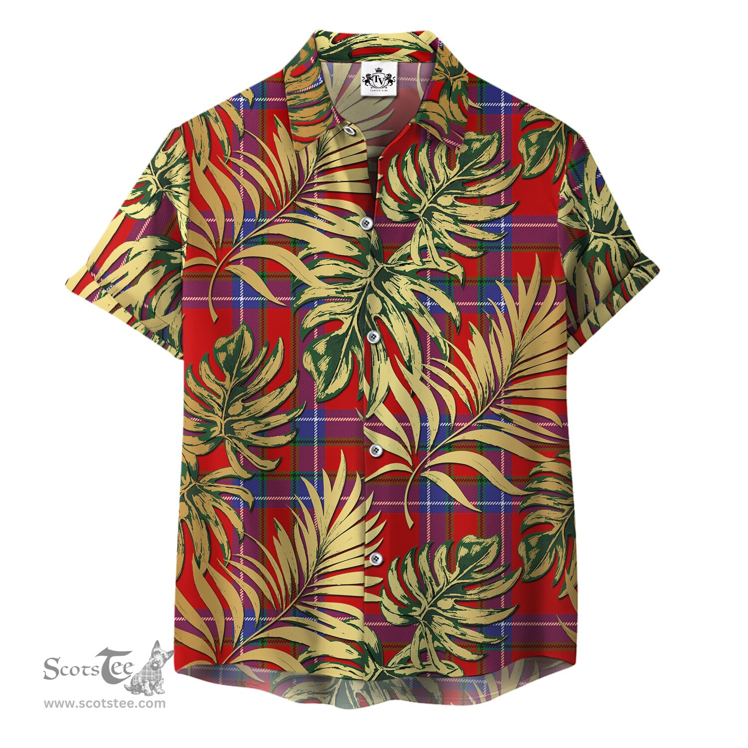 ScotsTee Shop Scottish Rait Clan Tartan Vintage Leaves Hawaiian Shirt