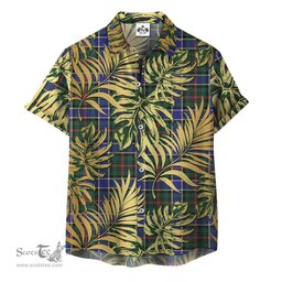 ScotsTee Shop Scottish Ogilvie (Ogilvy) Hunting Modern Clan Tartan Vintage Leaves Hawaiian Shirt