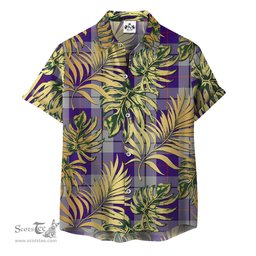ScotsTee Shop Scottish MacRae Dress Purple Clan Tartan Vintage Leaves Hawaiian Shirt