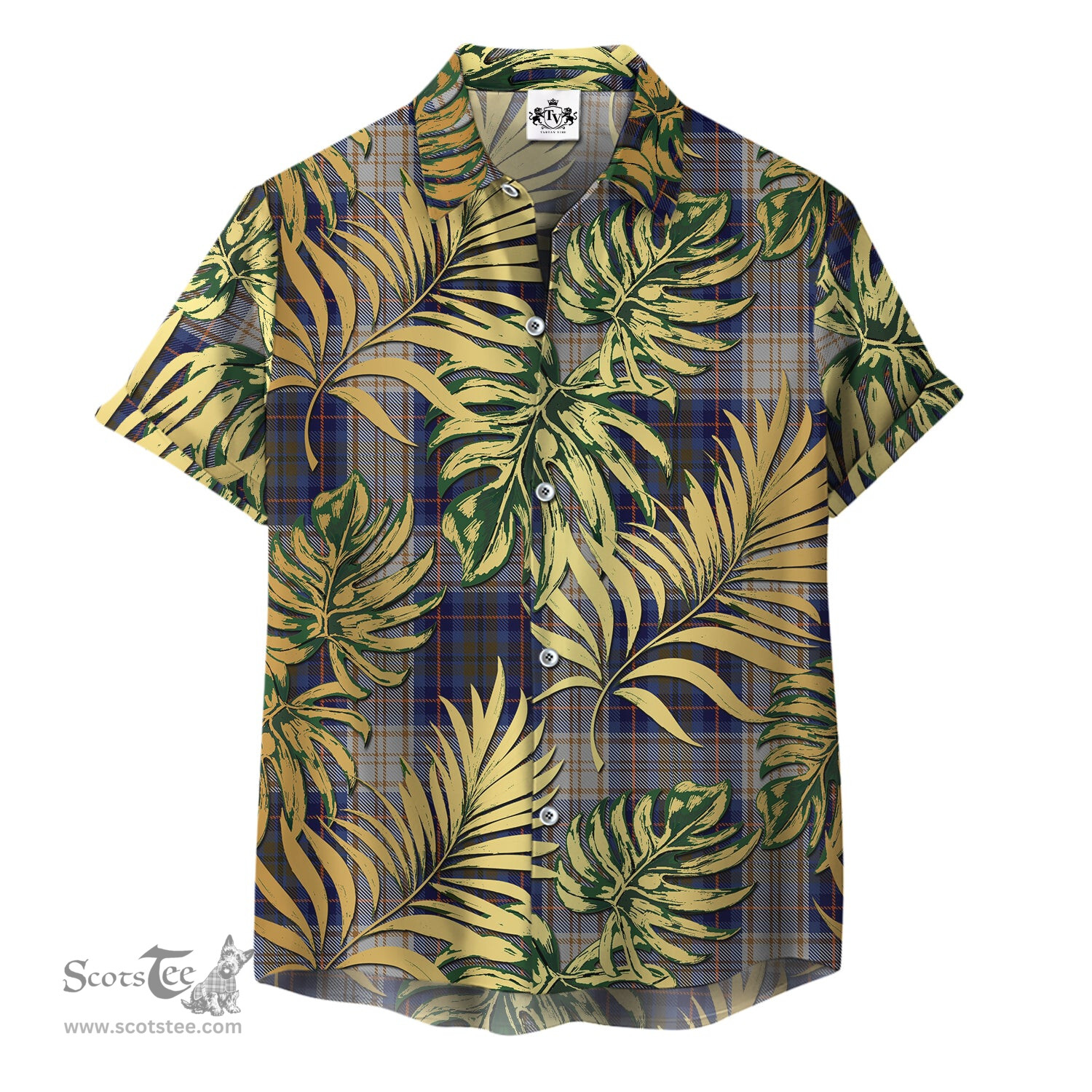 ScotsTee Shop Scottish Unidentified Gordon Clan Tartan Vintage Leaves Hawaiian Shirt