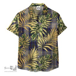 ScotsTee Shop Scottish Unidentified Gordon Clan Tartan Vintage Leaves Hawaiian Shirt