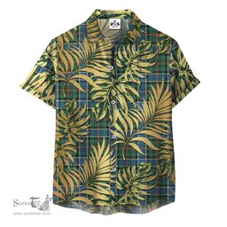 ScotsTee Shop Scottish Ogilvie (Ogilvy) Hunting Ancient Clan Tartan Vintage Leaves Hawaiian Shirt
