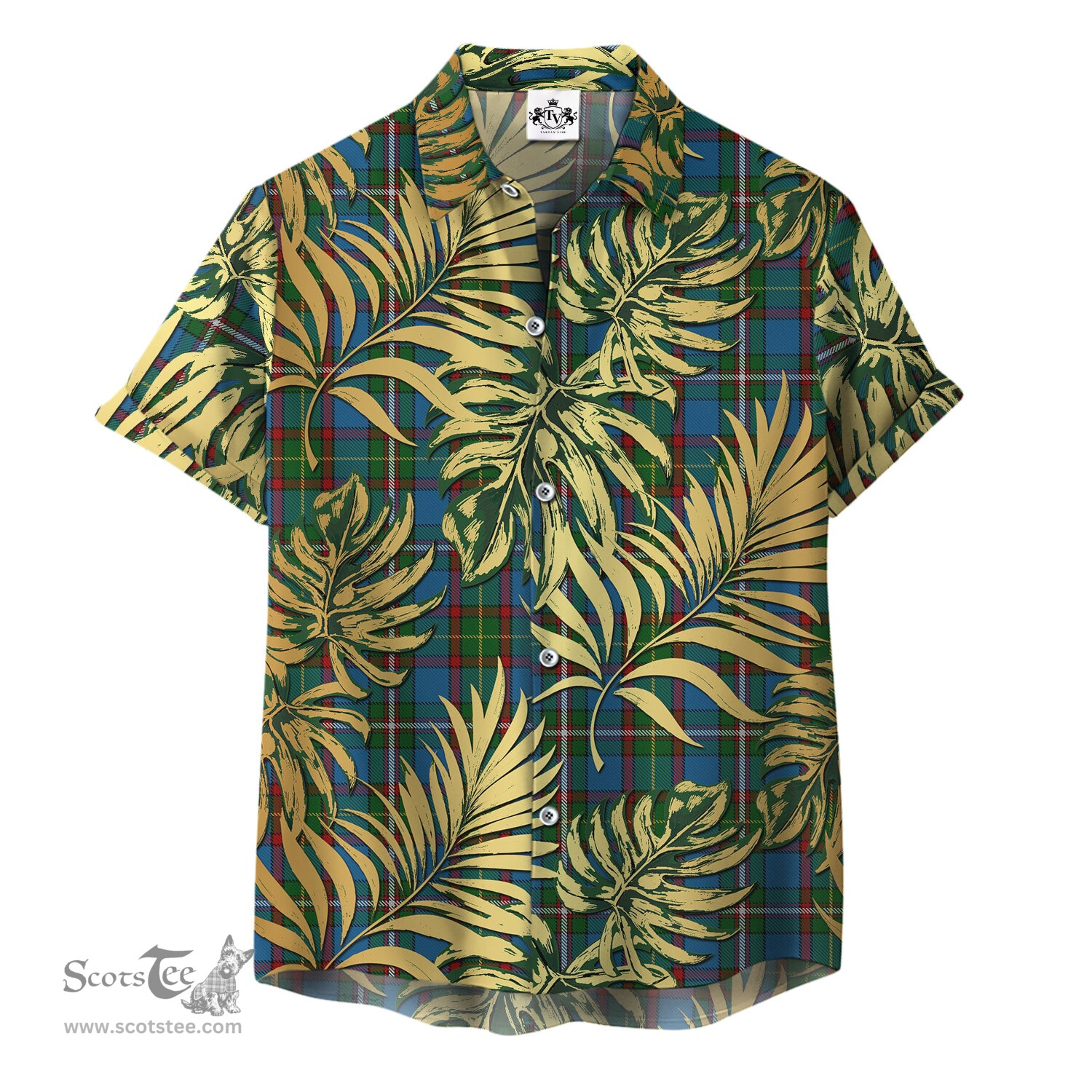 ScotsTee Shop Scottish Tait Clan Tartan Vintage Leaves Hawaiian Shirt