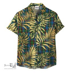 ScotsTee Shop Scottish Tait Clan Tartan Vintage Leaves Hawaiian Shirt