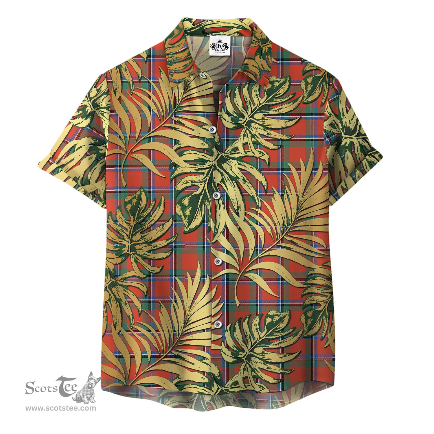 ScotsTee Shop Scottish Sinclair Ancient Clan Tartan Vintage Leaves Hawaiian Shirt