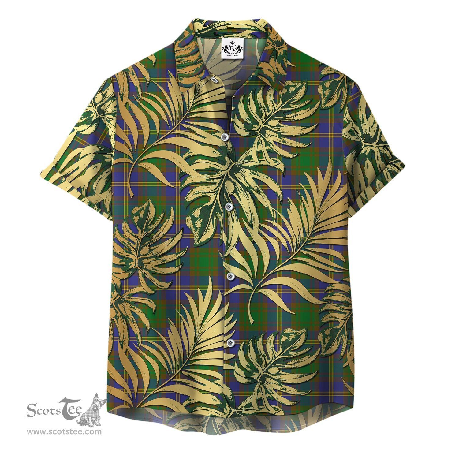 ScotsTee Shop Scottish Strange of Balkaskie Clan Tartan Vintage Leaves Hawaiian Shirt
