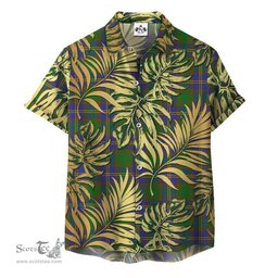 ScotsTee Shop Scottish Strange of Balkaskie Clan Tartan Vintage Leaves Hawaiian Shirt