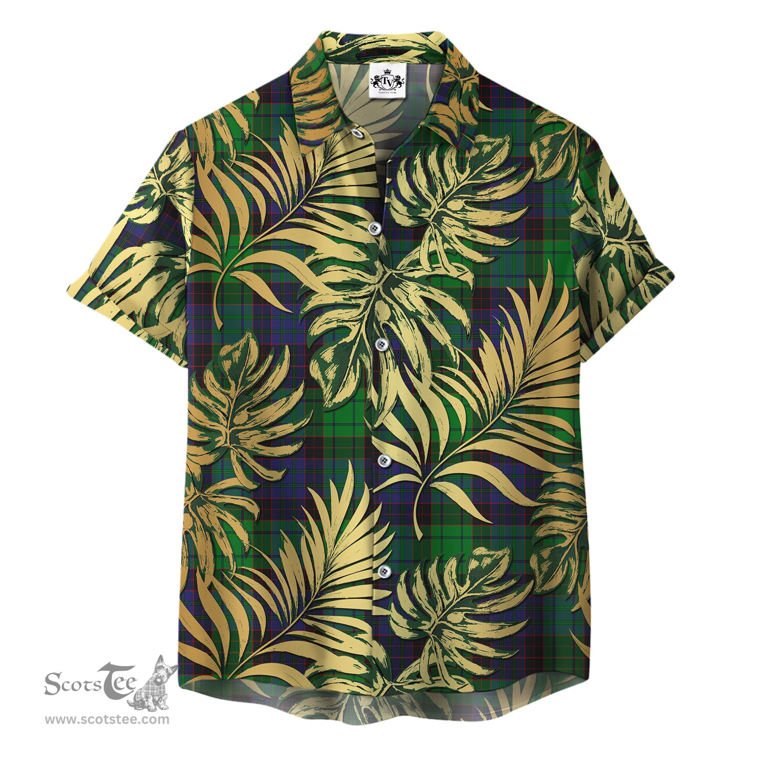 ScotsTee Shop Scottish Stewart Old Modern Clan Tartan Vintage Leaves Hawaiian Shirt