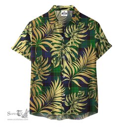 ScotsTee Shop Scottish Stewart Old Modern Clan Tartan Vintage Leaves Hawaiian Shirt