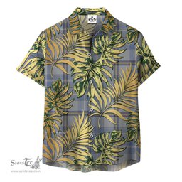 ScotsTee Shop Scottish Tweedie Clan Tartan Vintage Leaves Hawaiian Shirt