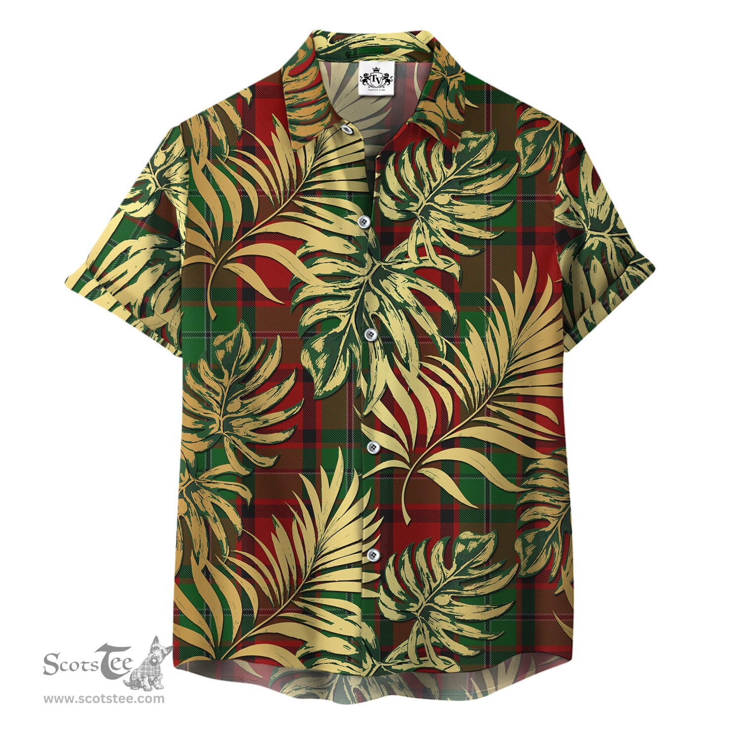 ScotsTee Shop Scottish MacPhail Clan Tartan Vintage Leaves Hawaiian Shirt