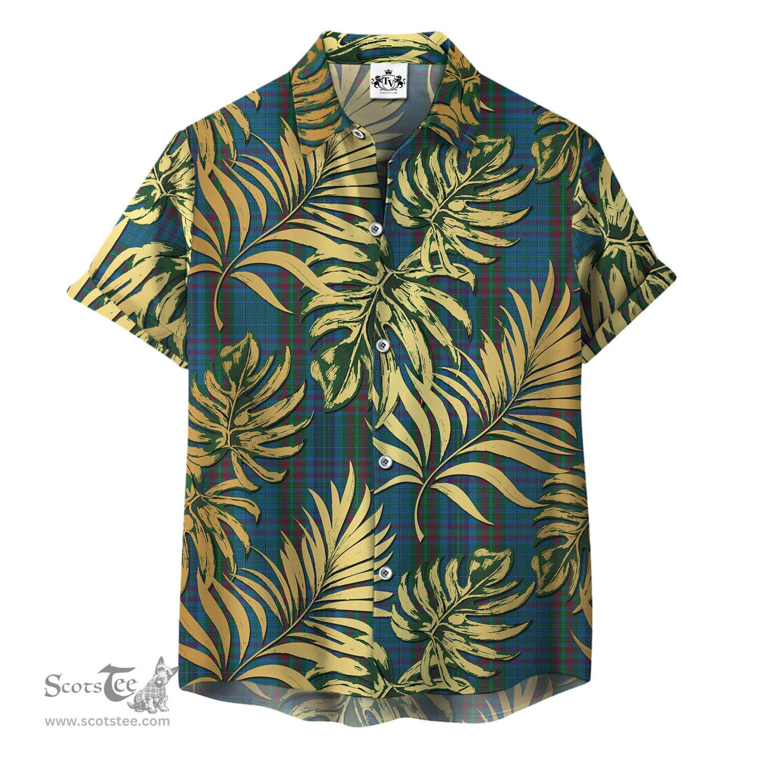 ScotsTee Shop Scottish Watkins of Wales Clan Tartan Vintage Leaves Hawaiian Shirt