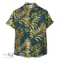 ScotsTee Shop Scottish Watkins of Wales Clan Tartan Vintage Leaves Hawaiian Shirt