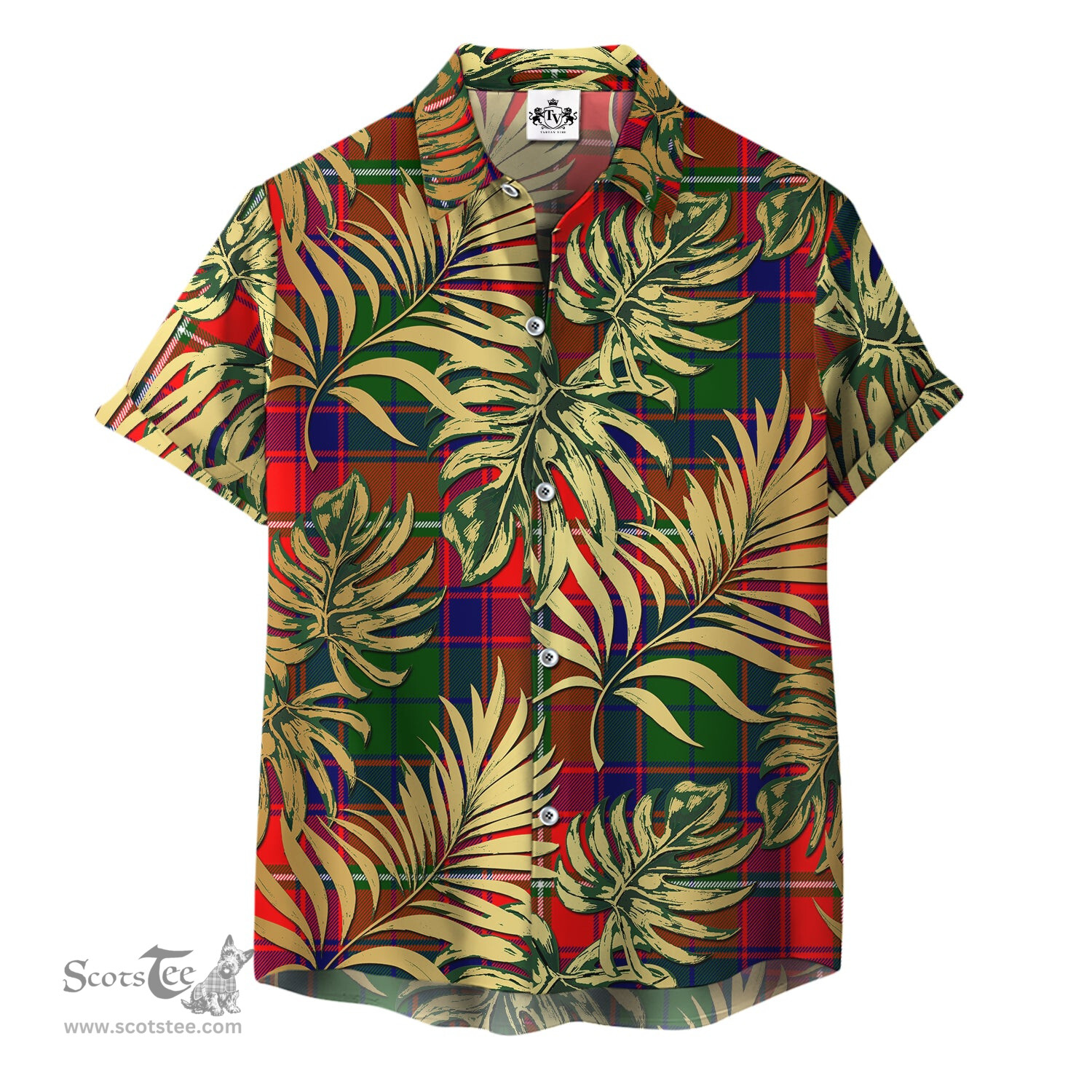 ScotsTee Shop Scottish Riddell Clan Tartan Vintage Leaves Hawaiian Shirt