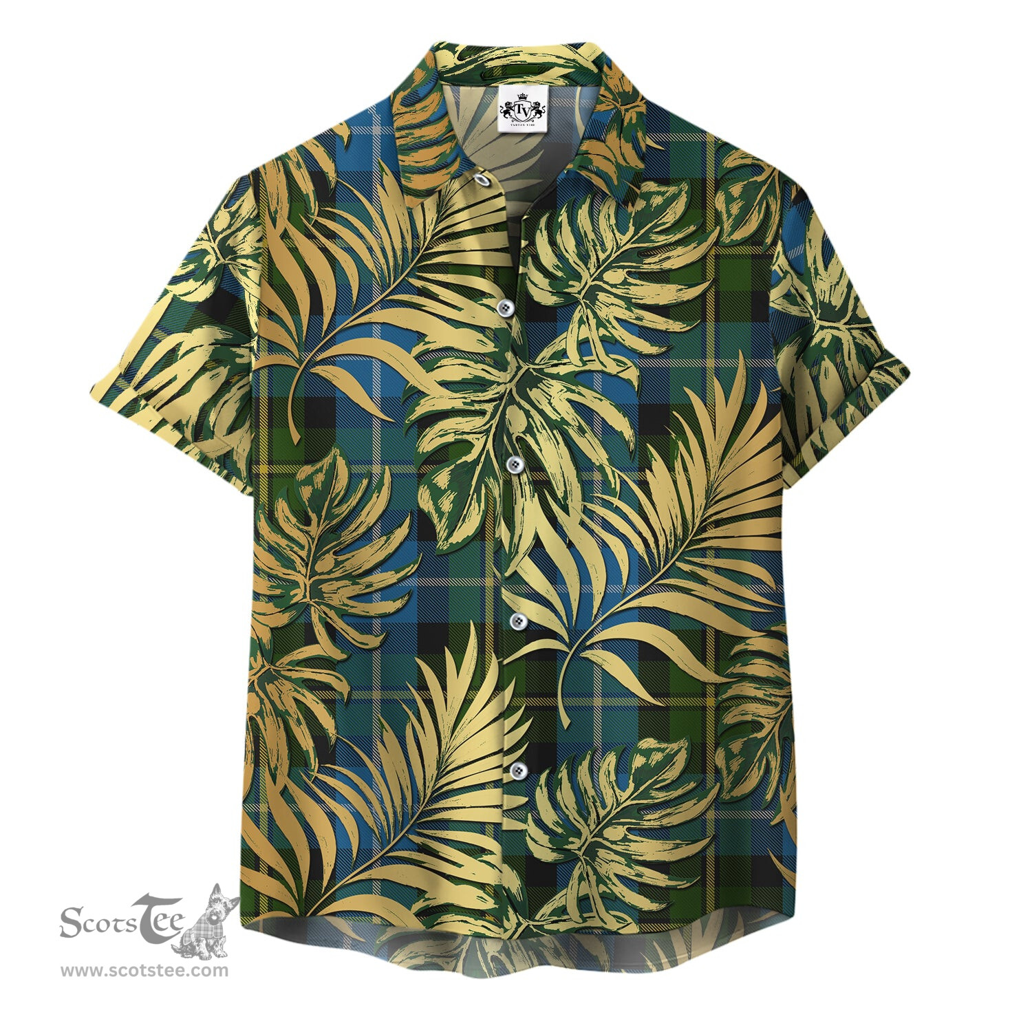 ScotsTee Shop Scottish MacNeil of Barra Clan Tartan Vintage Leaves Hawaiian Shirt
