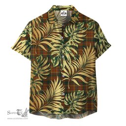 ScotsTee Shop Scottish Monaghan Clan Tartan Vintage Leaves Hawaiian Shirt