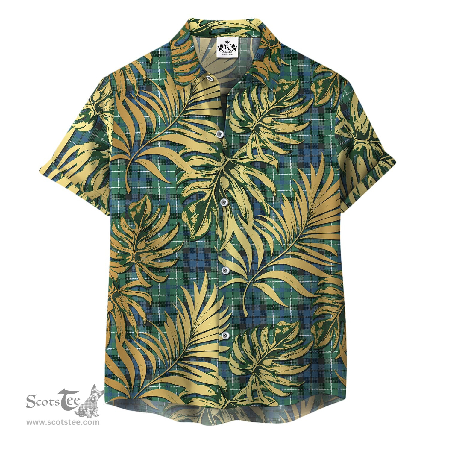 ScotsTee Shop Scottish MacNeil of Colonsay Ancient Clan Tartan Vintage Leaves Hawaiian Shirt