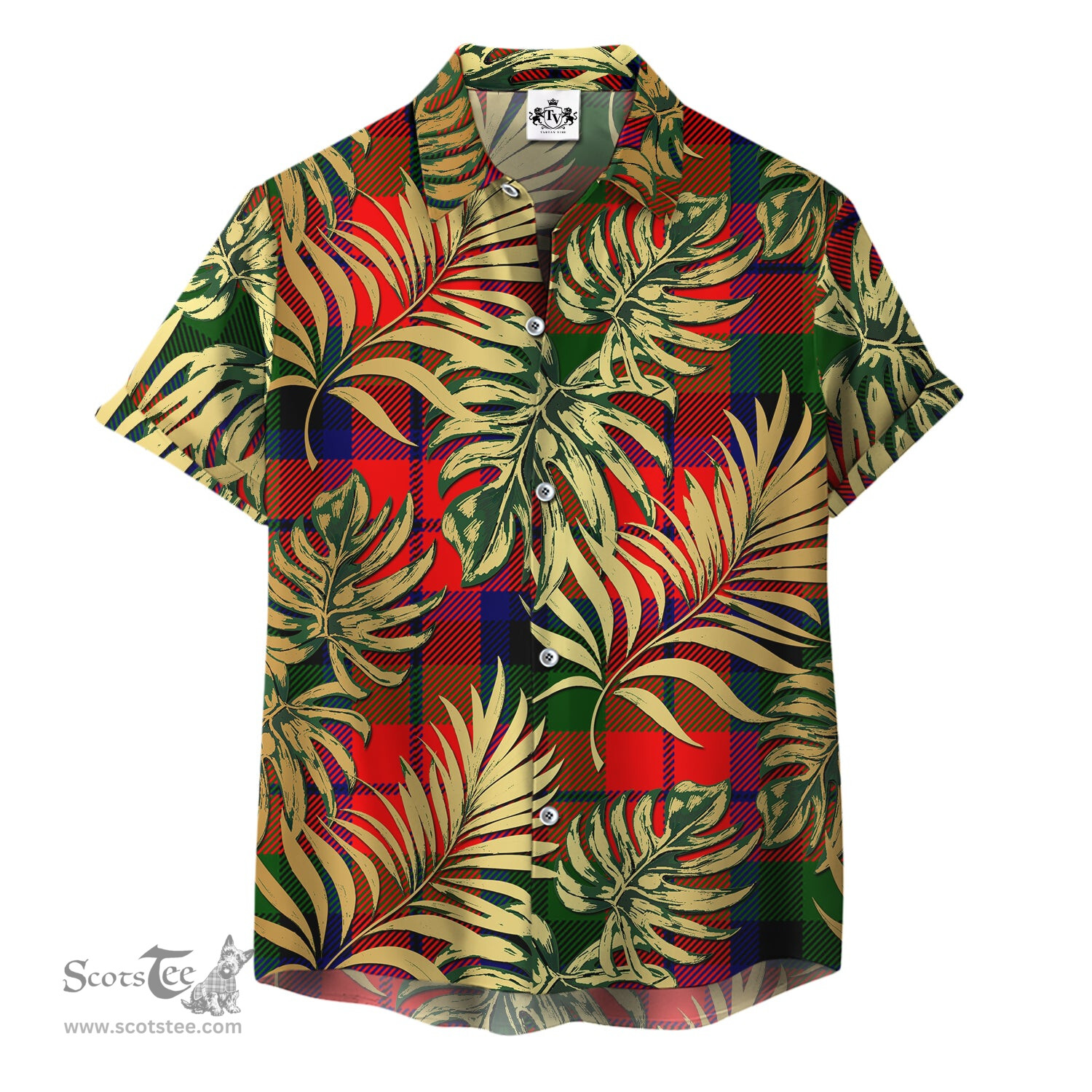 ScotsTee Shop Scottish MacNaughton (MacNaughten) Clan Tartan Vintage Leaves Hawaiian Shirt