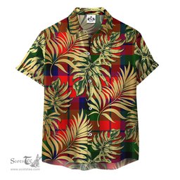 ScotsTee Shop Scottish MacNaughton (MacNaughten) Clan Tartan Vintage Leaves Hawaiian Shirt