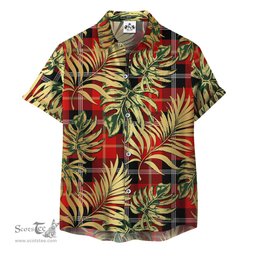 ScotsTee Shop Scottish Majoribanks Clan Tartan Vintage Leaves Hawaiian Shirt