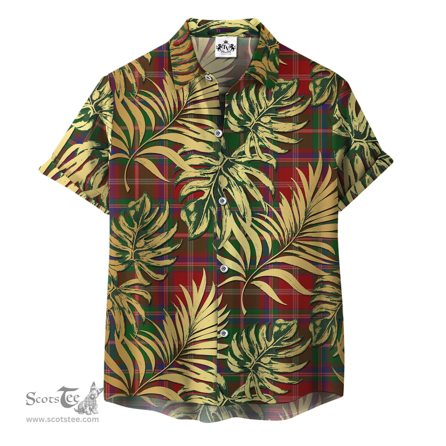 ScotsTee Shop Scottish Sommerville Clan Tartan Vintage Leaves Hawaiian Shirt
