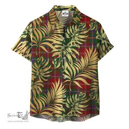 ScotsTee Shop Scottish Sommerville Clan Tartan Vintage Leaves Hawaiian Shirt