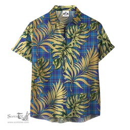 ScotsTee Shop Scottish Mercer Modern Clan Tartan Vintage Leaves Hawaiian Shirt