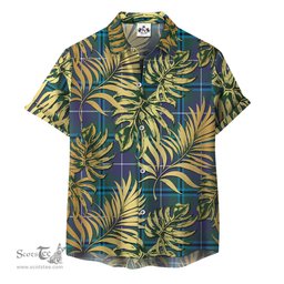 ScotsTee Shop Scottish Sandilands Clan Tartan Vintage Leaves Hawaiian Shirt