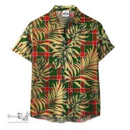 ScotsTee Shop Scottish Pollock Modern Clan Tartan Vintage Leaves Hawaiian Shirt