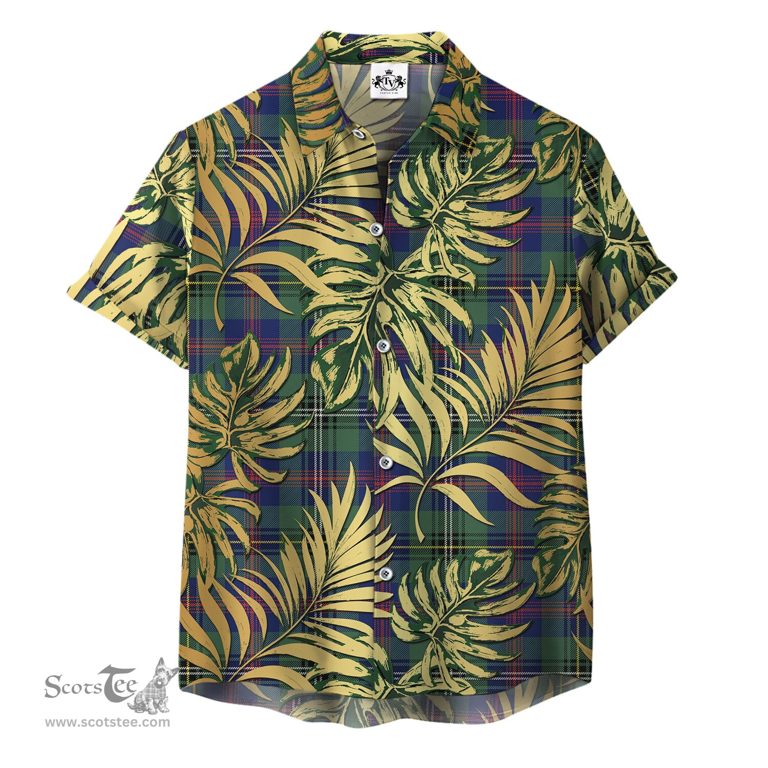 ScotsTee Shop Scottish Wood Modern Clan Tartan Vintage Leaves Hawaiian Shirt
