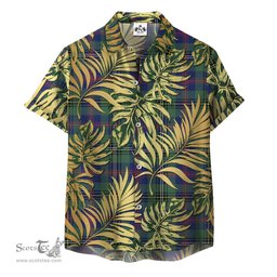 ScotsTee Shop Scottish Wood Modern Clan Tartan Vintage Leaves Hawaiian Shirt