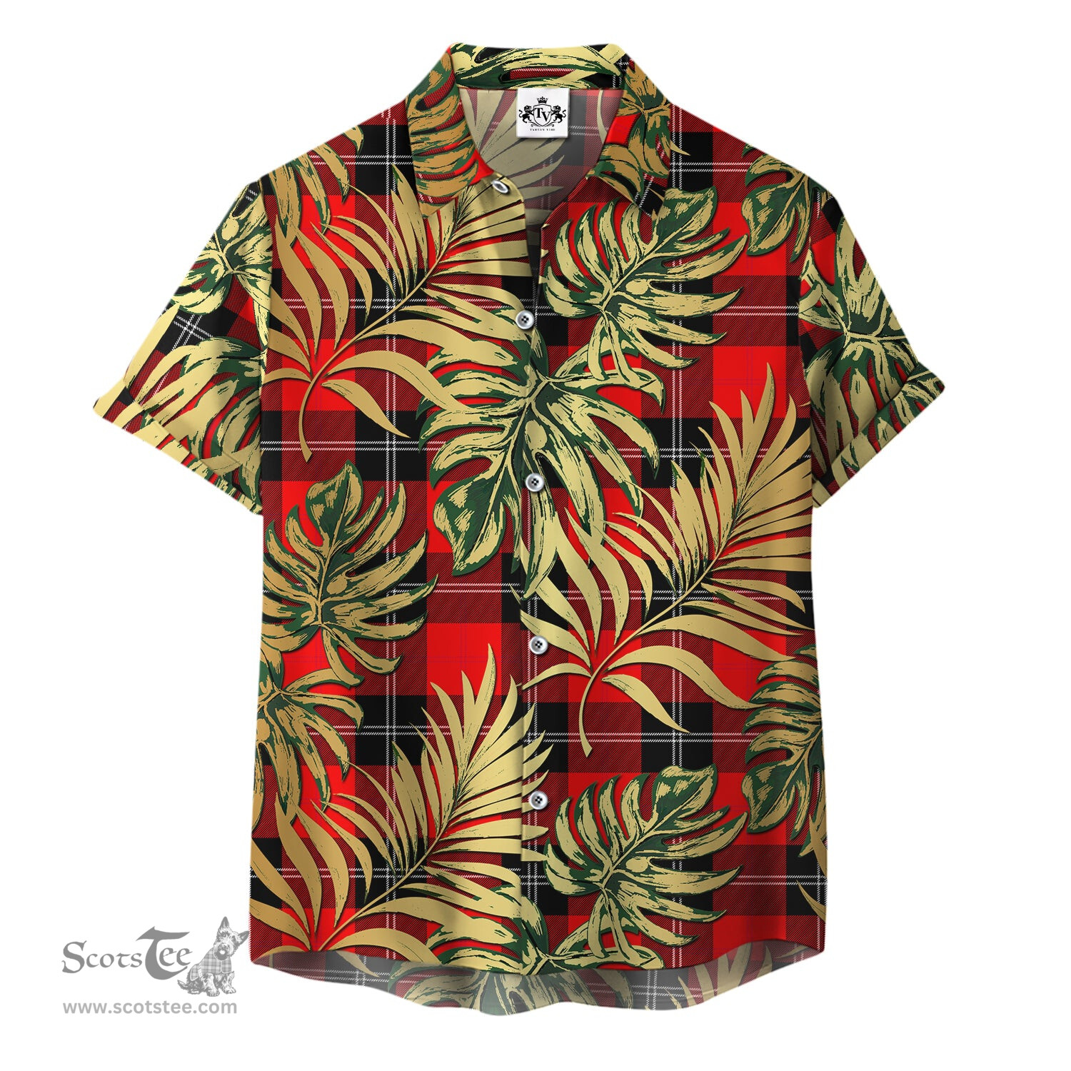 ScotsTee Shop Scottish Ramsay Modern Clan Tartan Vintage Leaves Hawaiian Shirt