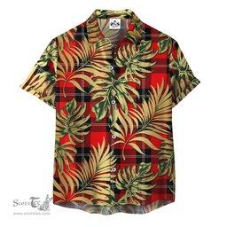 ScotsTee Shop Scottish Ramsay Modern Clan Tartan Vintage Leaves Hawaiian Shirt