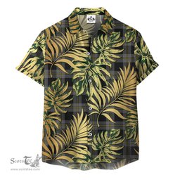 ScotsTee Shop Scottish Perry Ancient Clan Tartan Vintage Leaves Hawaiian Shirt