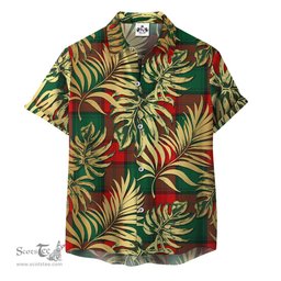 ScotsTee Shop Scottish Stewart Atholl Modern Clan Tartan Vintage Leaves Hawaiian Shirt