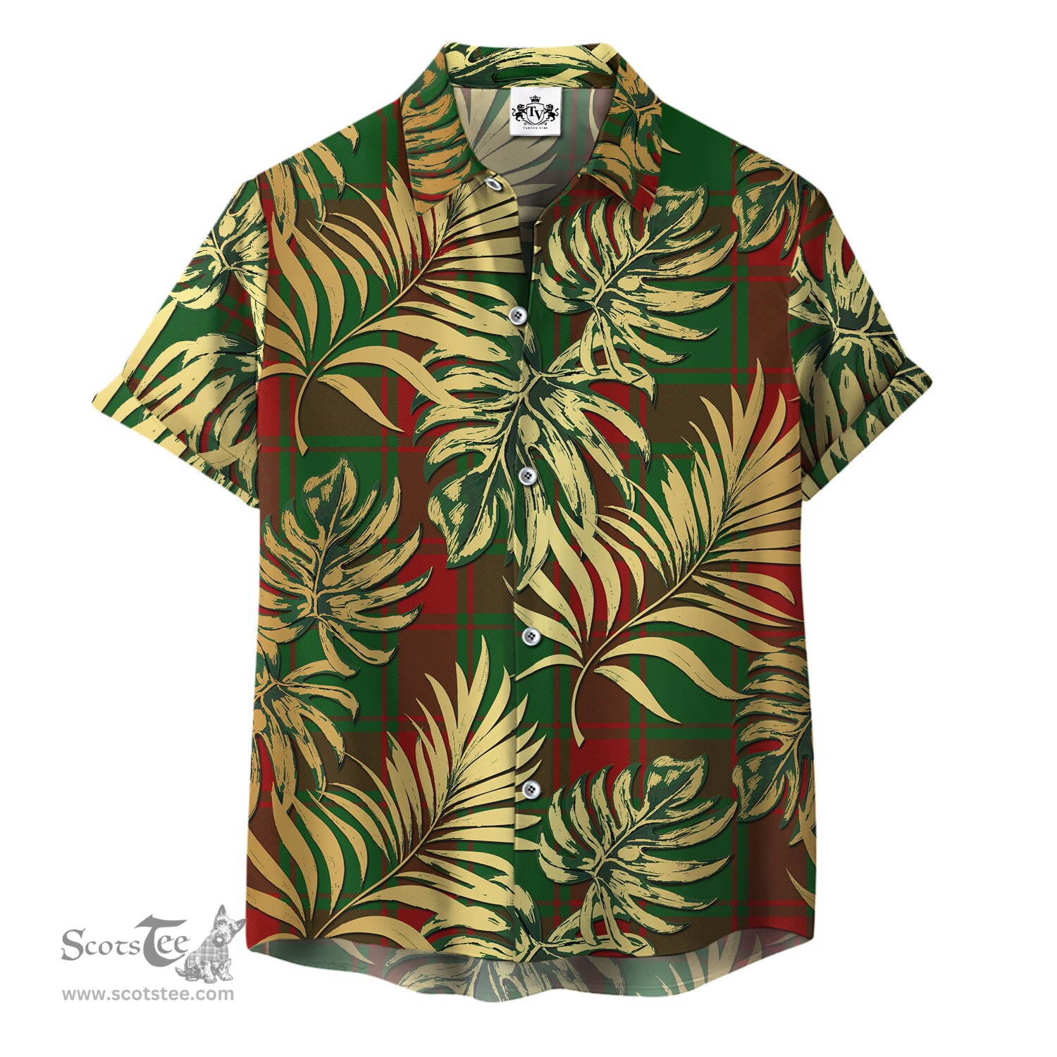 ScotsTee Shop Scottish Middleton Clan Tartan Vintage Leaves Hawaiian Shirt