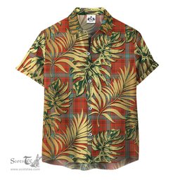 ScotsTee Shop Scottish Morrison Red Ancient Clan Tartan Vintage Leaves Hawaiian Shirt