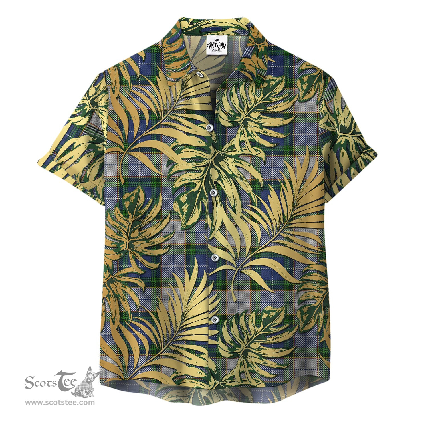 ScotsTee Shop Scottish Nova Scotia District Dress Clan Tartan Vintage Leaves Hawaiian Shirt
