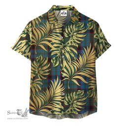 ScotsTee Shop Scottish MacNicol Hunting Clan Tartan Vintage Leaves Hawaiian Shirt